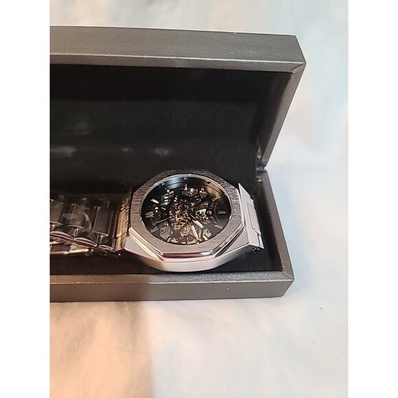 Skeleton Watch for Men, Automatic Mechanical Watch, Silver Luxury Watch, Unique main image 7